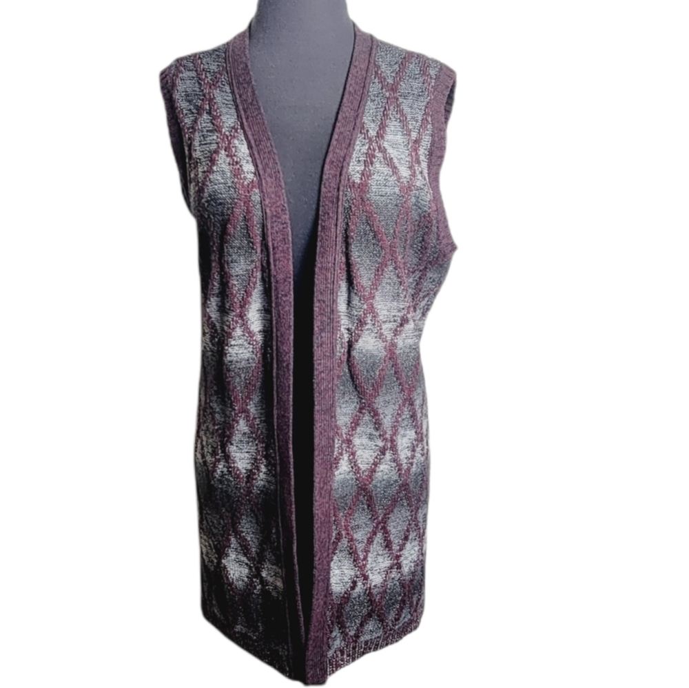 Christopher & Banks petite XL open front argyle cardigan sweater vest